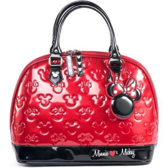 Loungefly Handbags - Loungefly Disney Minnie Loves Mickey Embossed Bag Purse Red Black New NWOT
